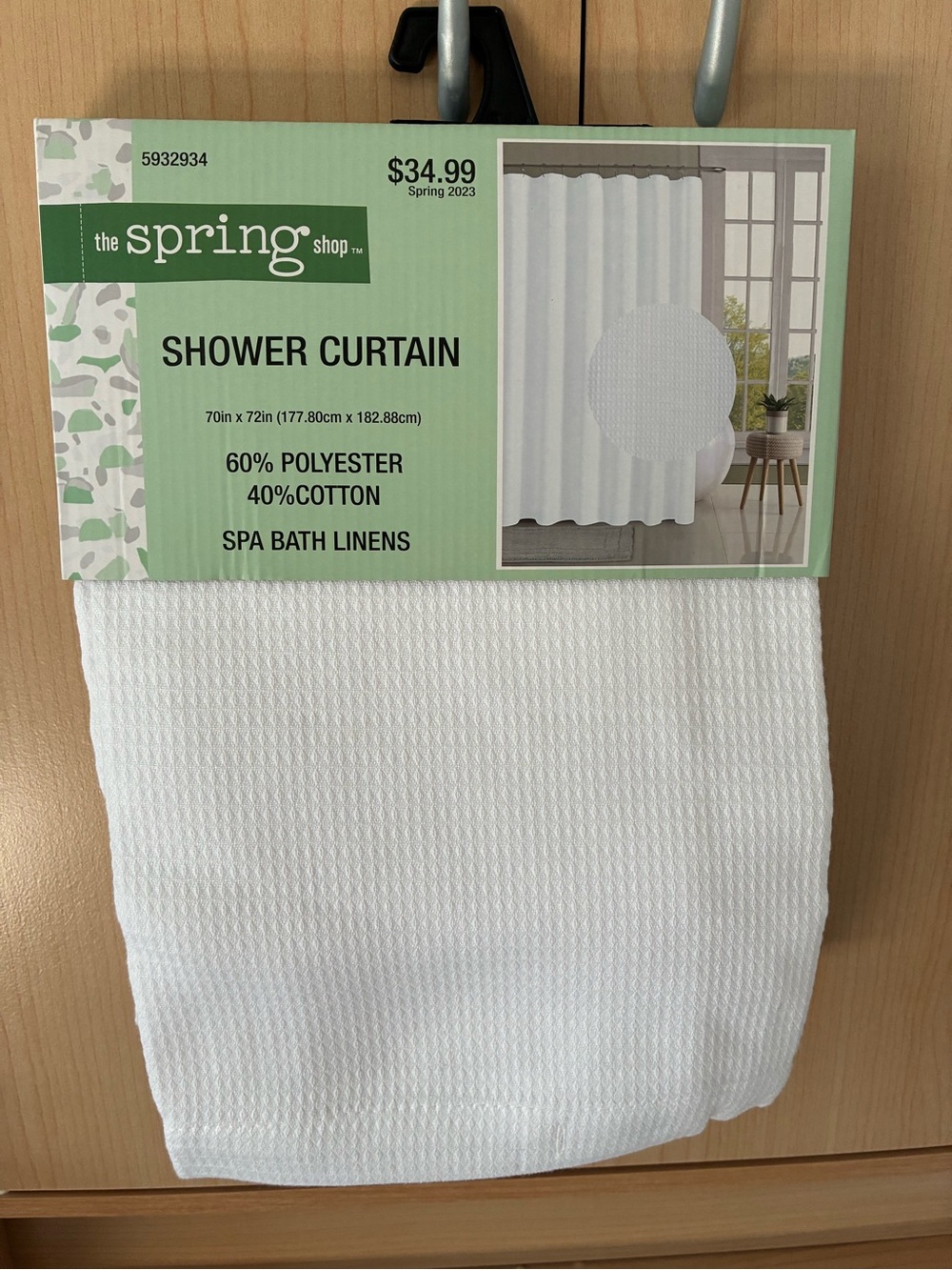 The Spring Shop White Waffle-Texture Shower Curtain NWT!